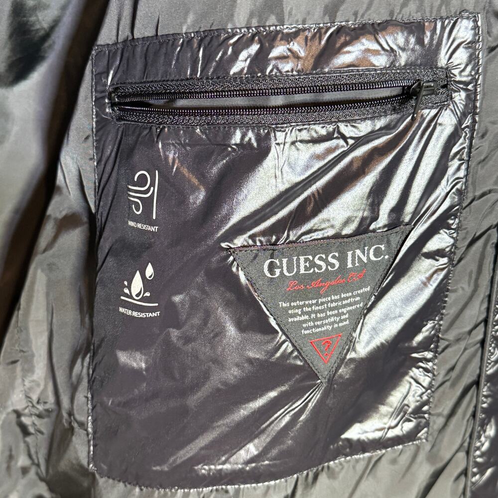 Guess Men's LOGO arm Hooded Puffer Coat - Black Xlarge $225 - Picture 7 of 9